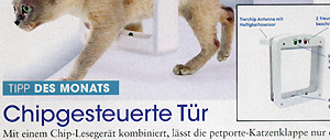 Petporte Chip Katzenklappe ist Tipp des Monats in Geliebte Katze 1/2009